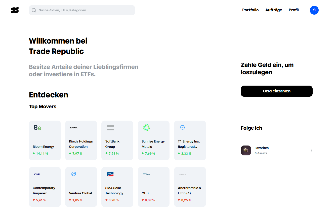 Trade Republic App, Krypto-Portfolio und Übersicht