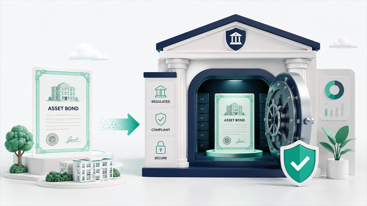Schritt 1 der Tokenisierung: Realer Vermögenswert wird bei einer Verwahrstelle hinterlegt