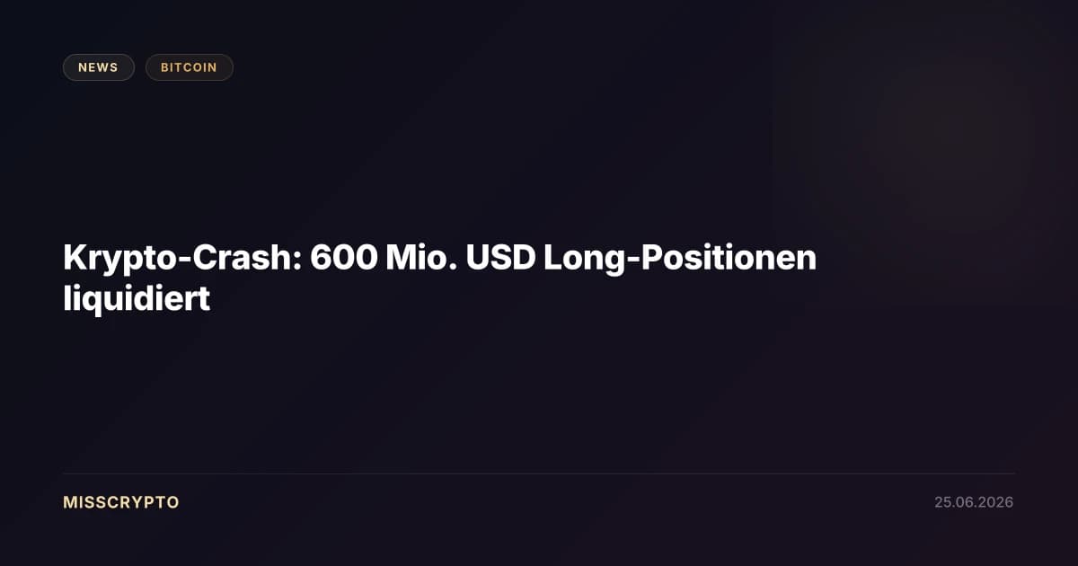 Krypto-Crash: 600 Mio. USD Long-Positionen liquidiert