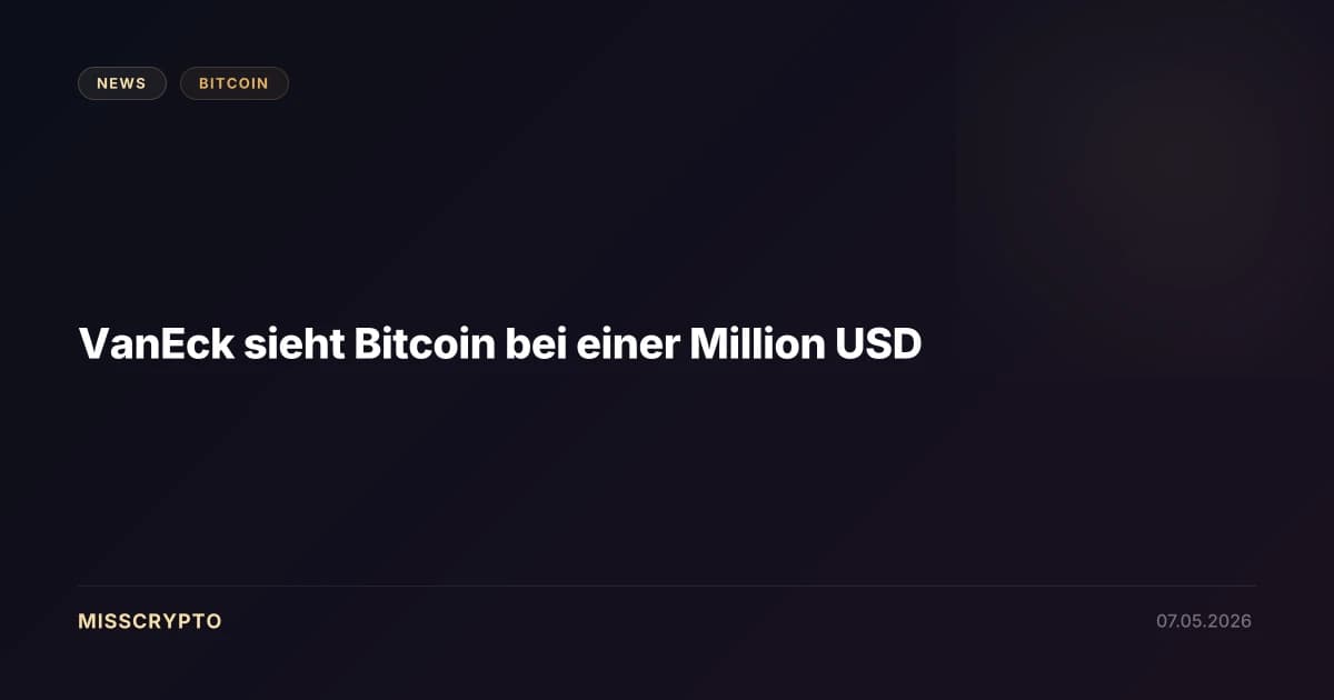 VanEck sieht Bitcoin bei einer Million USD