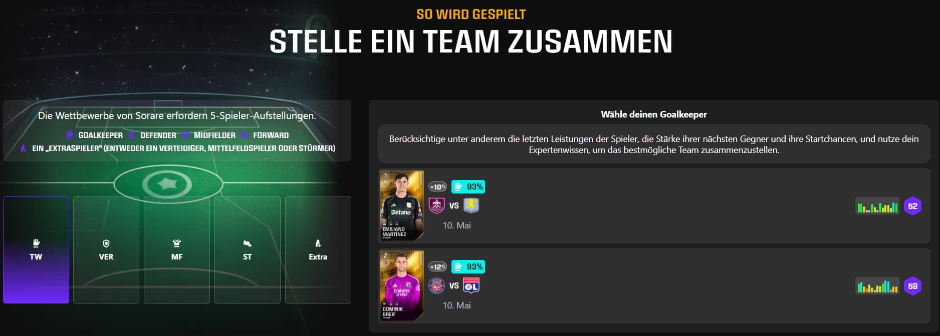 Sorare — Stelle dein Fantasy-Football-Team zusammen
