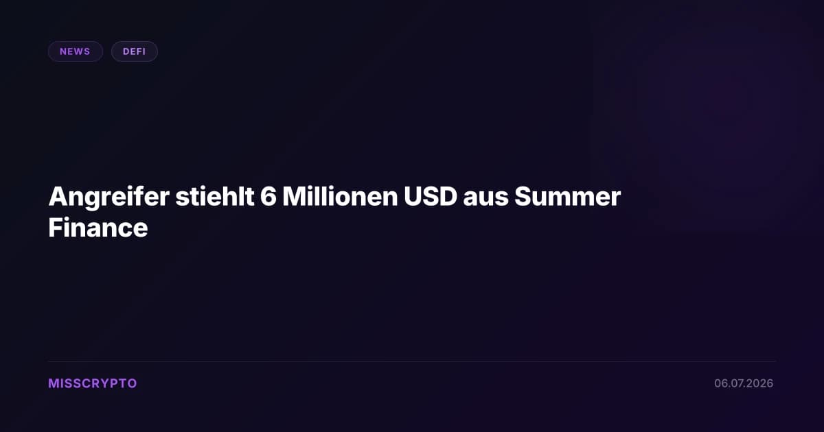Angreifer stiehlt 6 Millionen USD aus Summer Finance