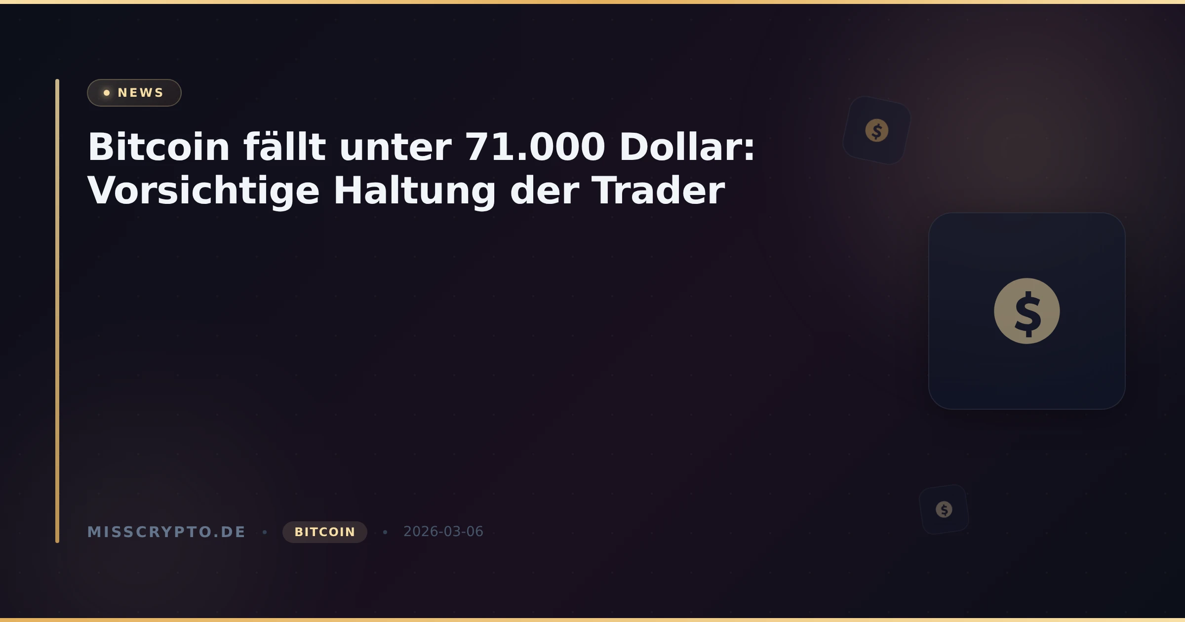 Bitcoin fällt unter 71.000 Dollar: Vorsichtige Haltung der Trader