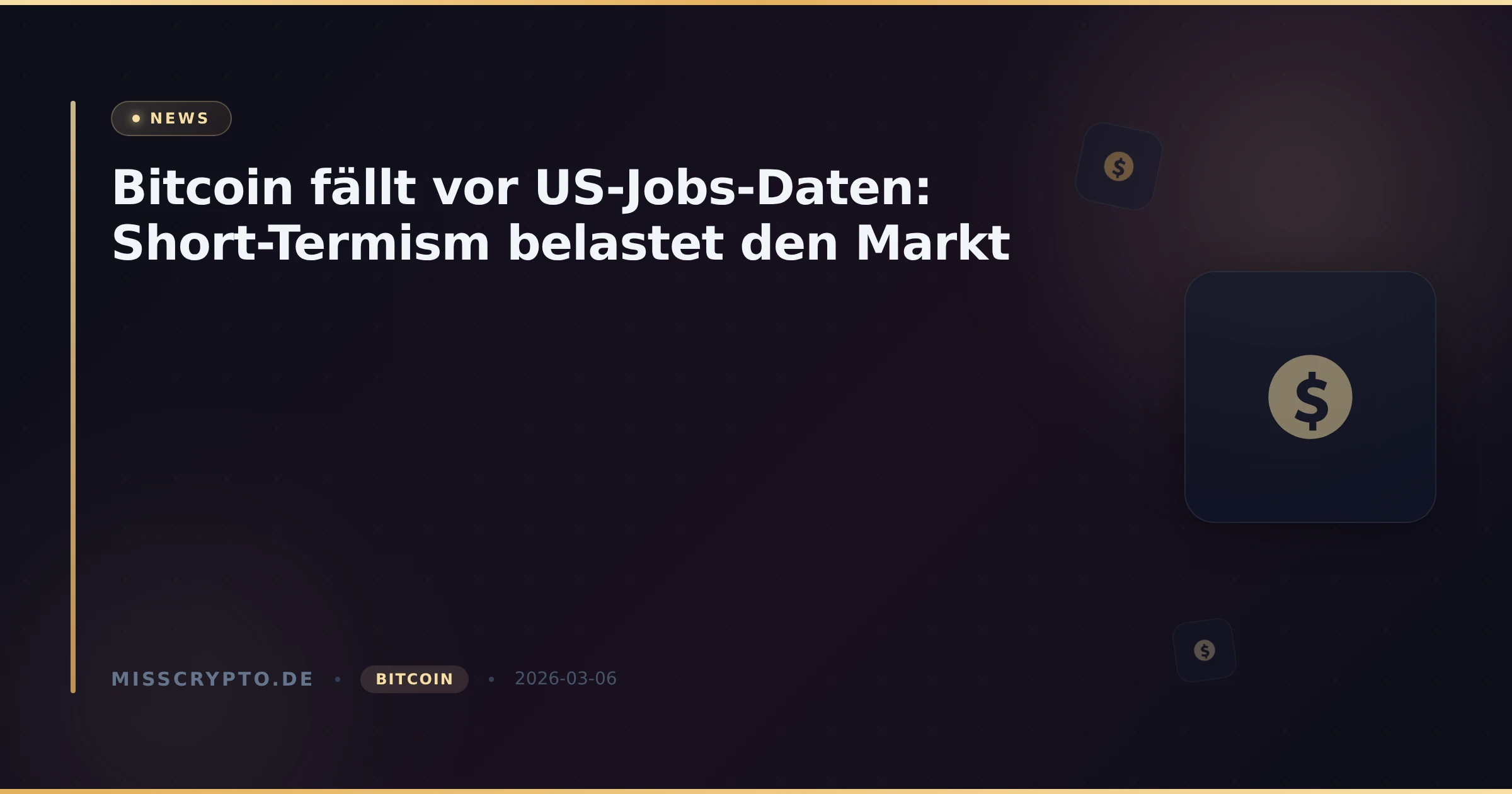 Bitcoin fällt vor US-Jobs-Daten: Short-Termism belastet den Markt