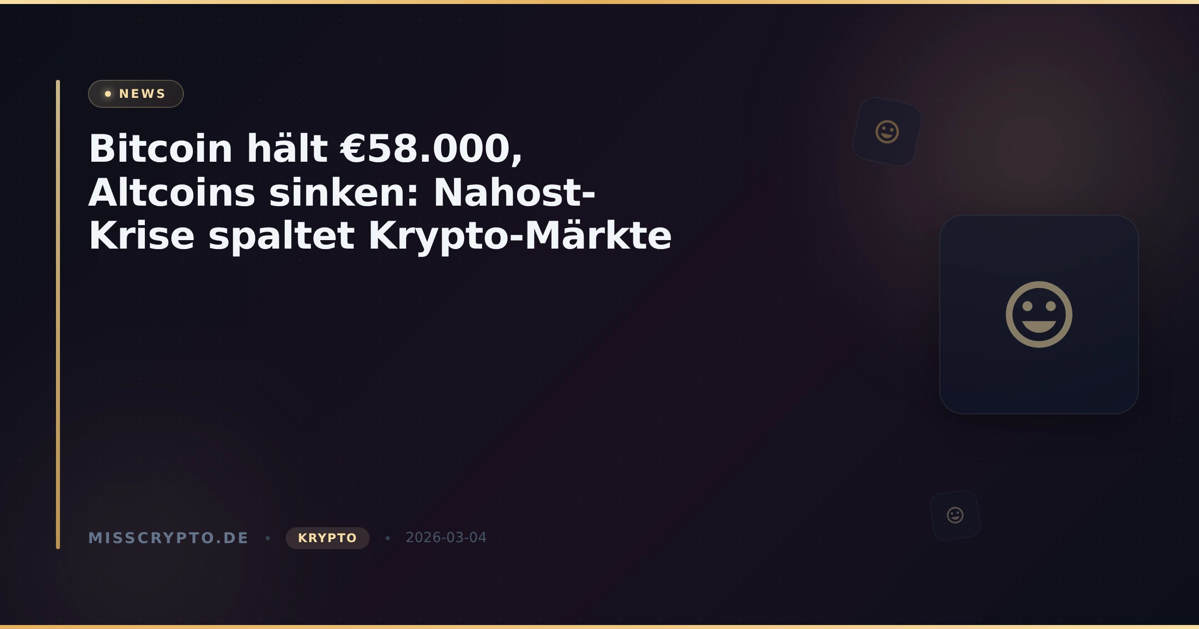 Bitcoin hält €58.000, Altcoins sinken: Nahost-Krise spaltet Krypto-Märkte