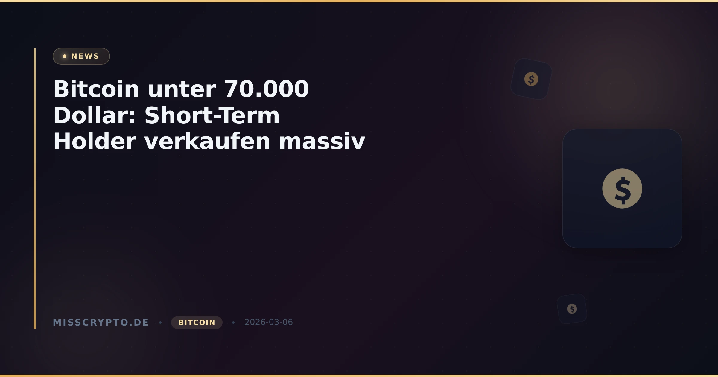 Bitcoin unter 70.000 Dollar: Short-Term Holder verkaufen massiv