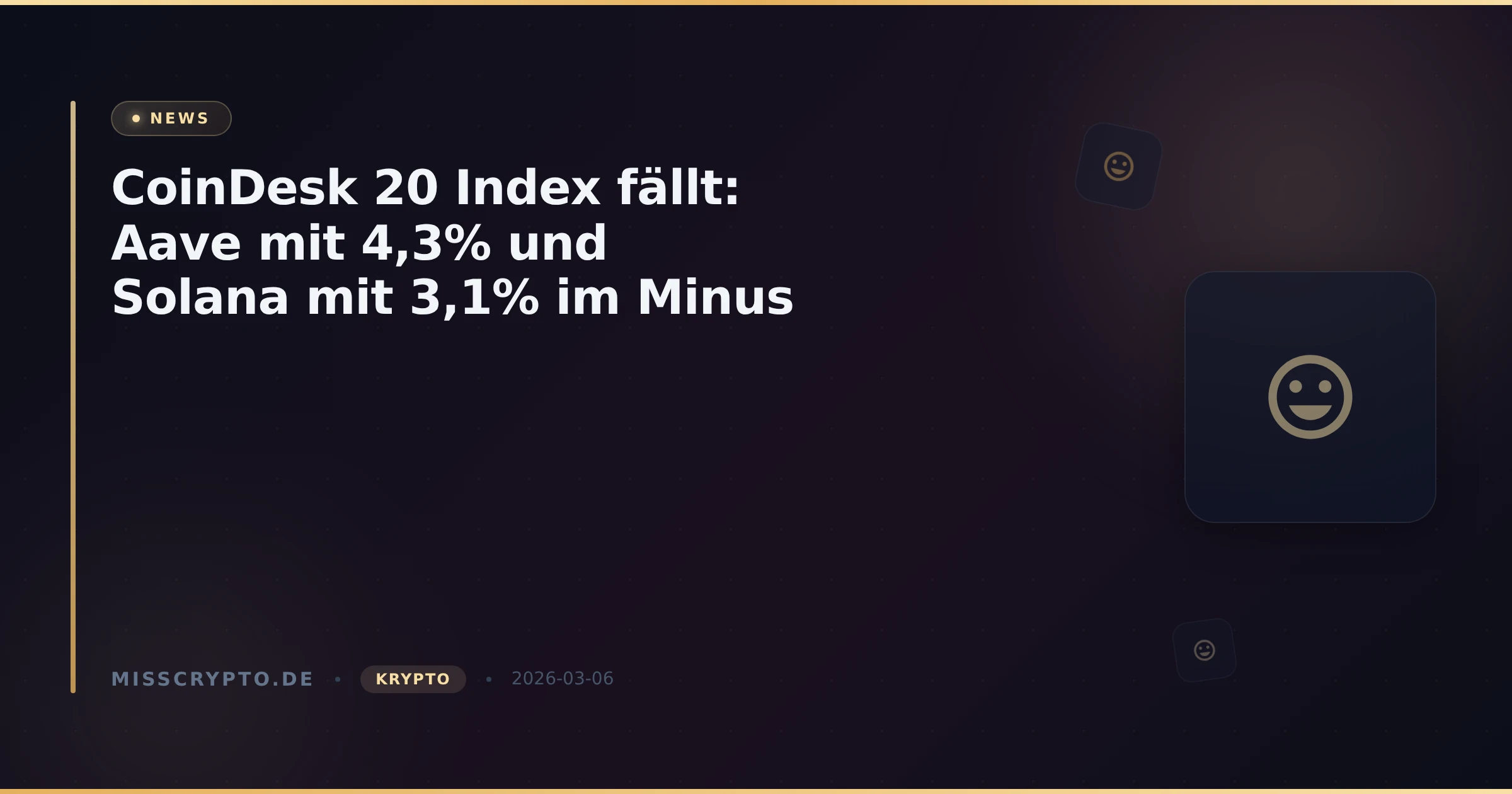 CoinDesk 20 Index fällt: Aave mit 4,3% und Solana mit 3,1% im Minus