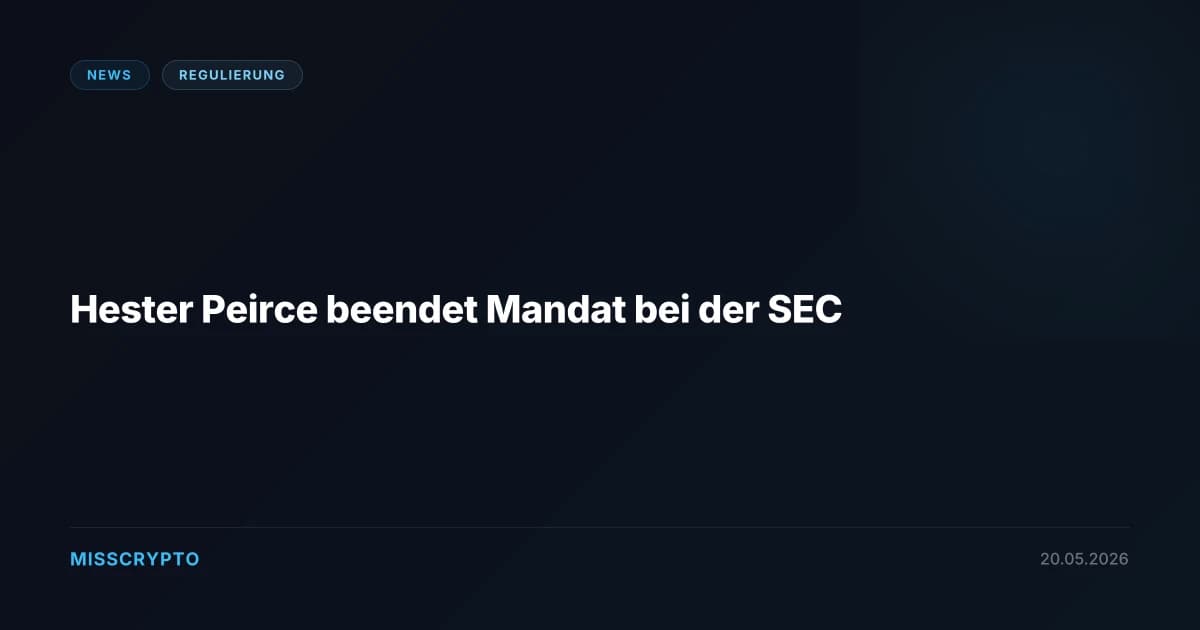 Hester Peirce beendet Mandat bei der SEC