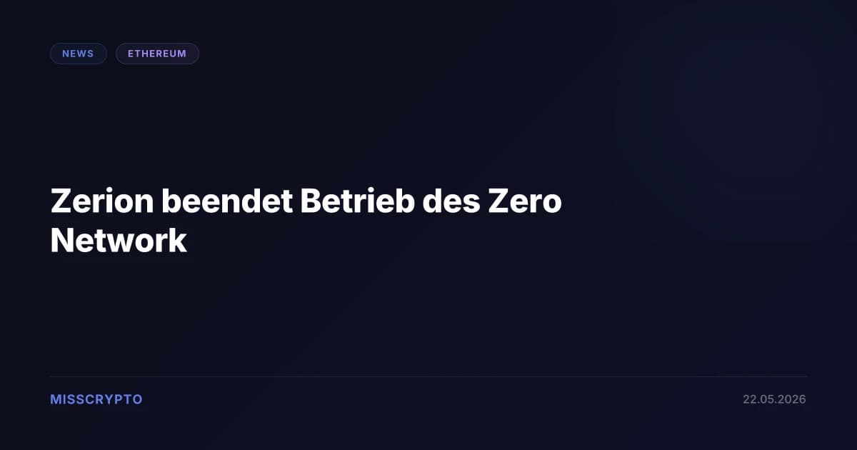 Zerion beendet Betrieb des Zero Network