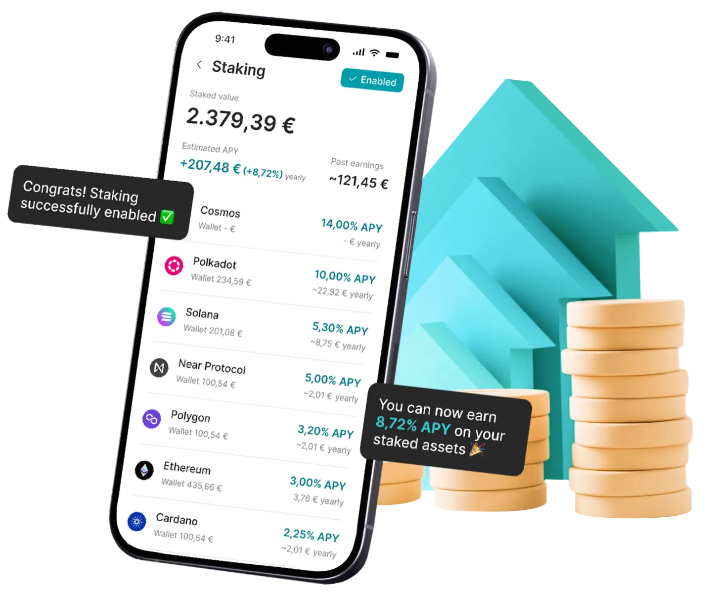 Finst Staking — flexibel Rewards verdienen